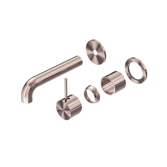 MECCA WALL BASIN/BATH MIXER SEPARATE BACK PLATE HANDLE UP 120/160/185/230/260MM TRIM KITS ONLY BRUSHED BRONZE