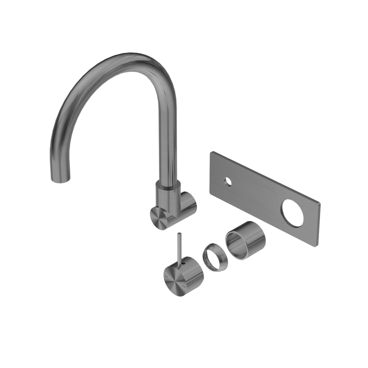 MECCA WALL BASIN/BATH MIXER SWIVEL SPOUT HANDLE UP TRIM KITS ONLY GUN METAL