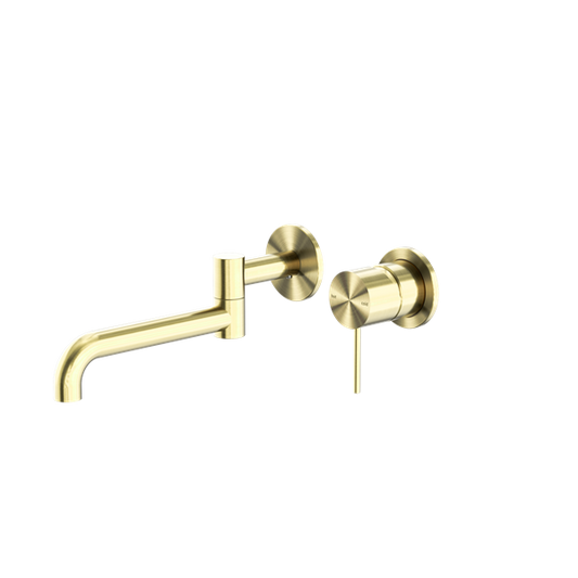 MECCA WALL BASIN/BATH MIXER SWIVEL SPOUT 225MM BRUSHED GOLD
