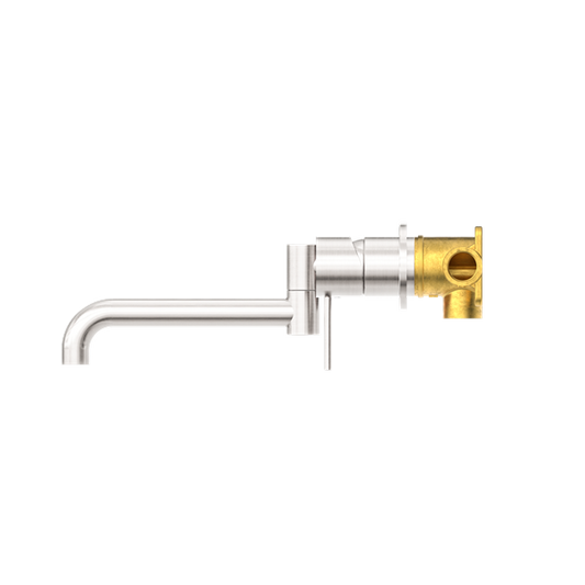 MECCA WALL BASIN/BATH MIXER SWIVEL SPOUT 225MM BRUSHED NICKEL
