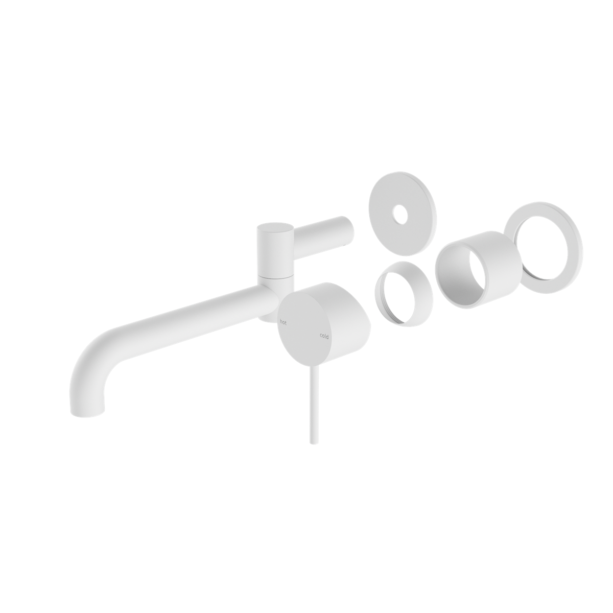 MECCA WALL BASIN/BATH MIXER SWIVEL SPOUT 225MM TRIM KITS ONLY MATTE WHITE