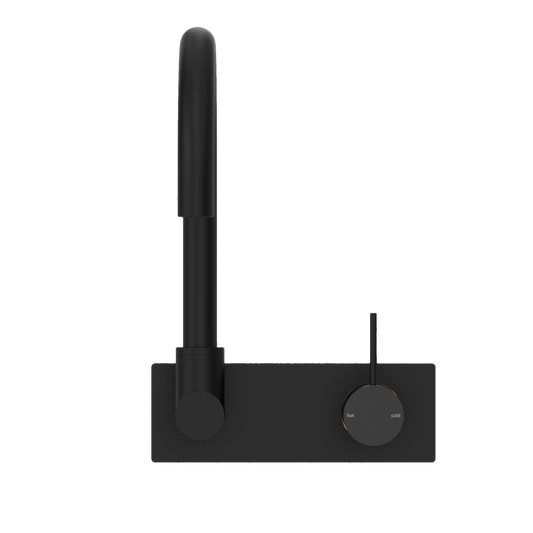 MECCA WALL BASIN/BATH MIXER SWIVEL SPOUT HANDLE UP MATTE BLACK