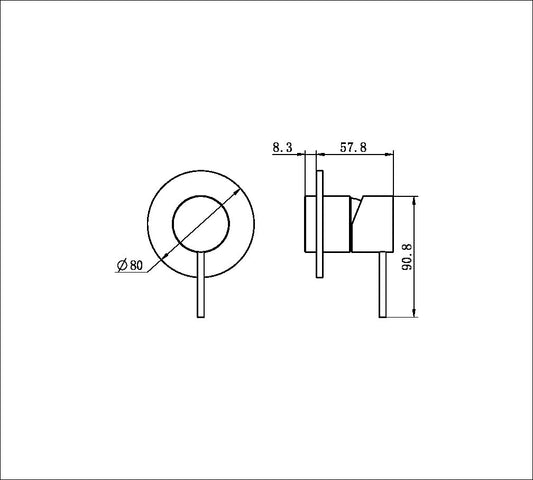 MECCA SHOWER MIXER 80MM PLATE TRIM KITS ONLY GUN METAL