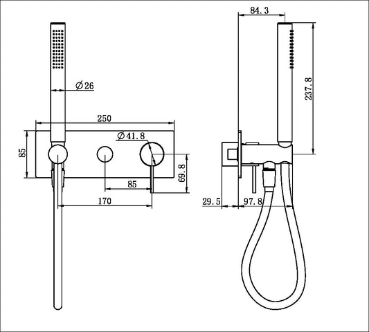 MECCA SHOWER MIXER DIVERTOR SYSTEM TRIM KITS ONLY GUN METAL
