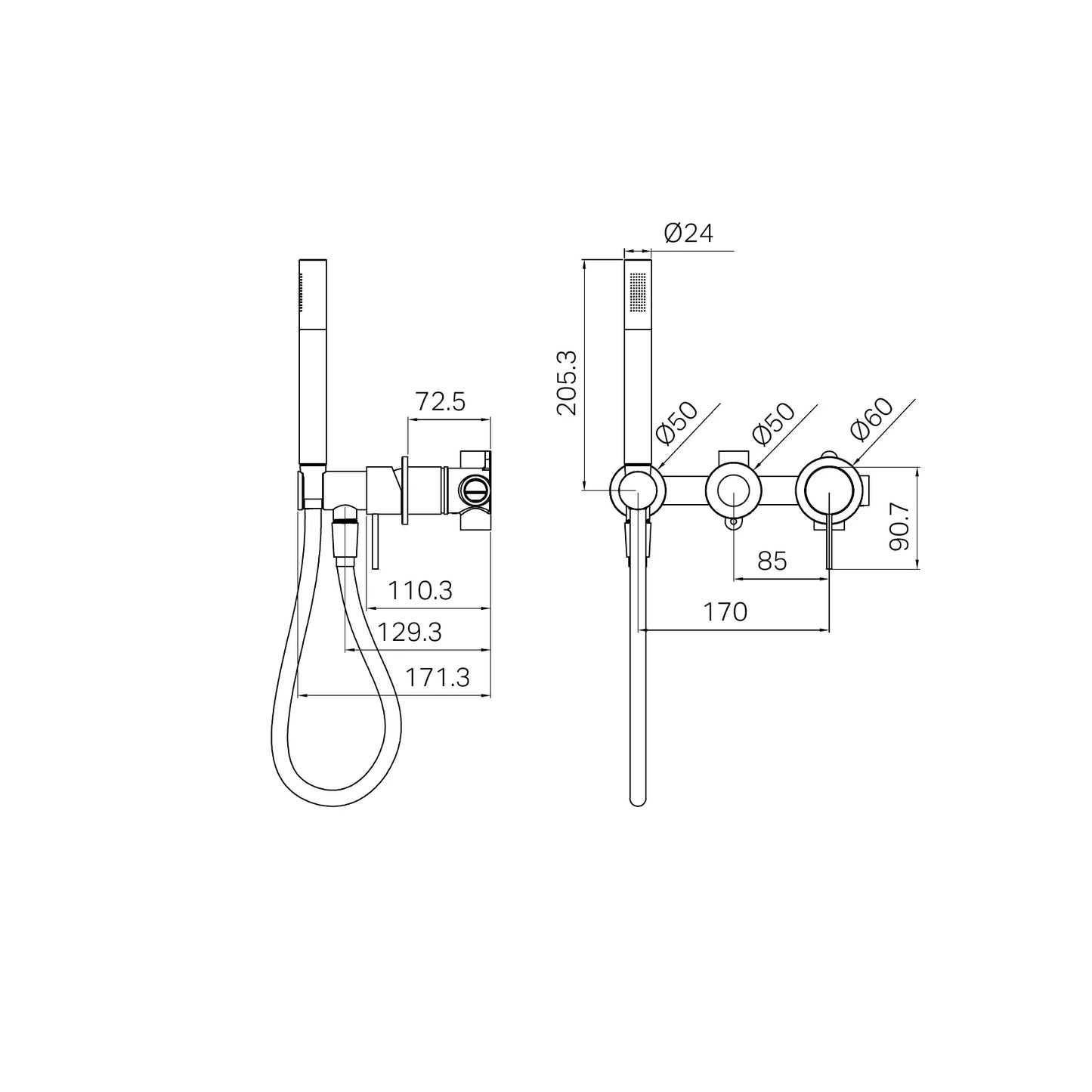 Mecca Shower Mixer Diverter System Separate Back Plate II Rome Bronze