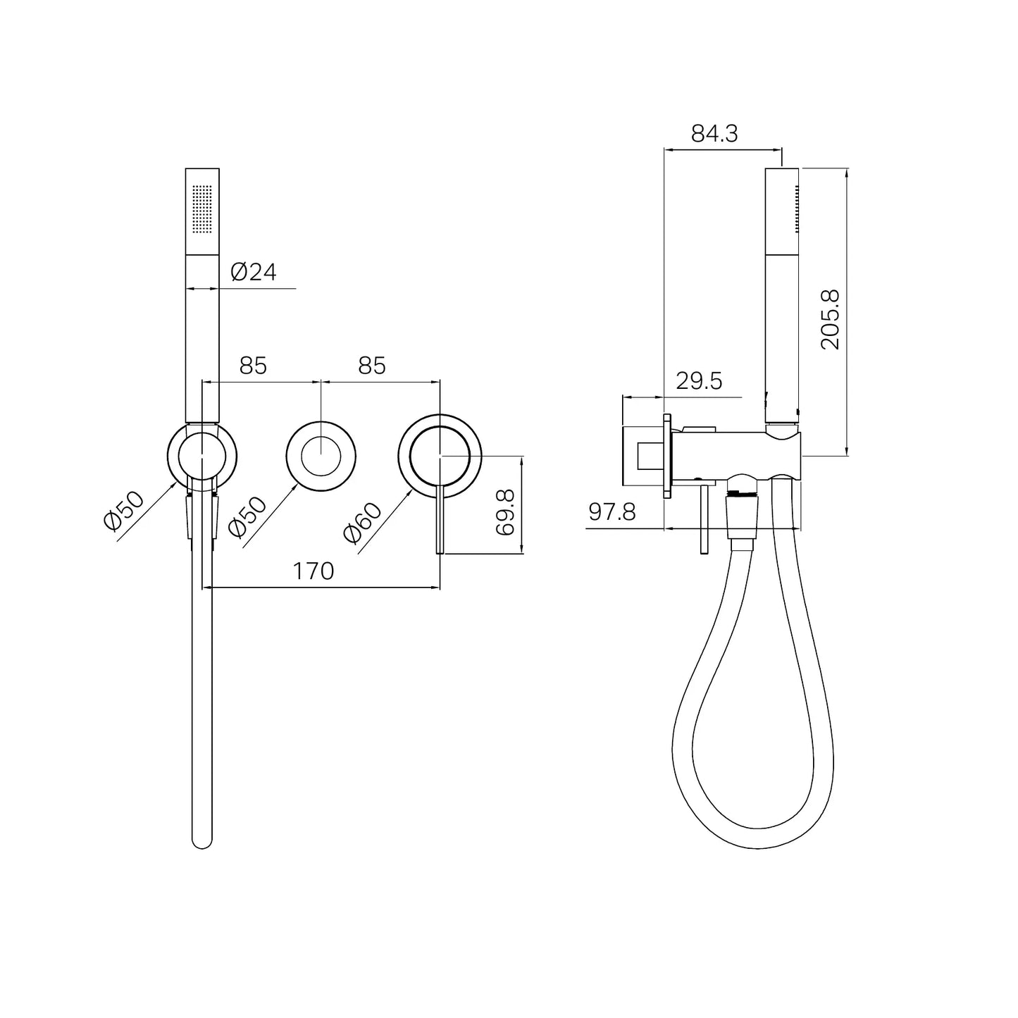 Mecca Shower Mixer Diverter System Separate Back Plate II Trim Kit Only Tumbled Antique Brass
