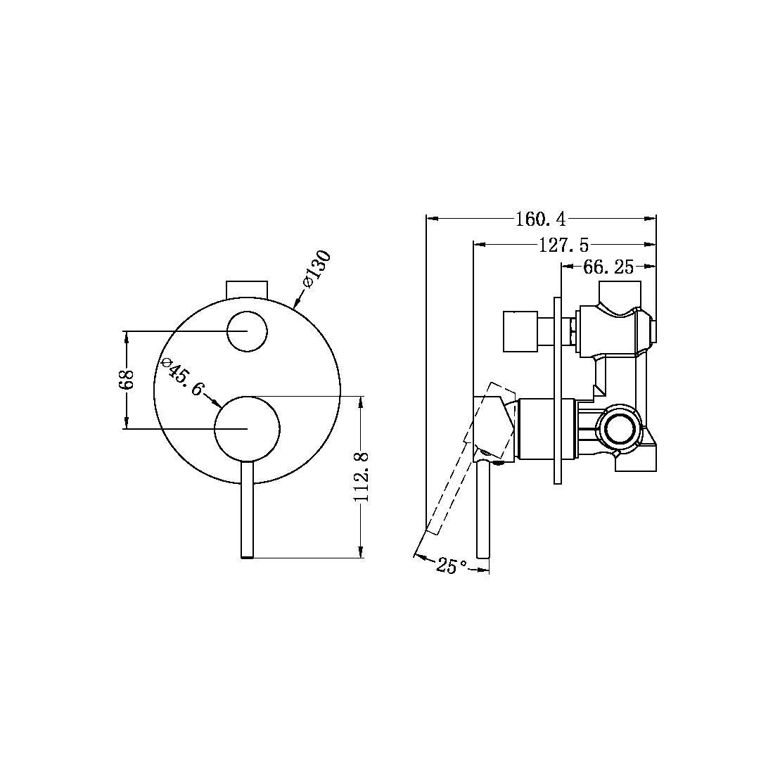 DOLCE SHOWER MIXER WITH DIVERTOR BRUSHED NICKEL