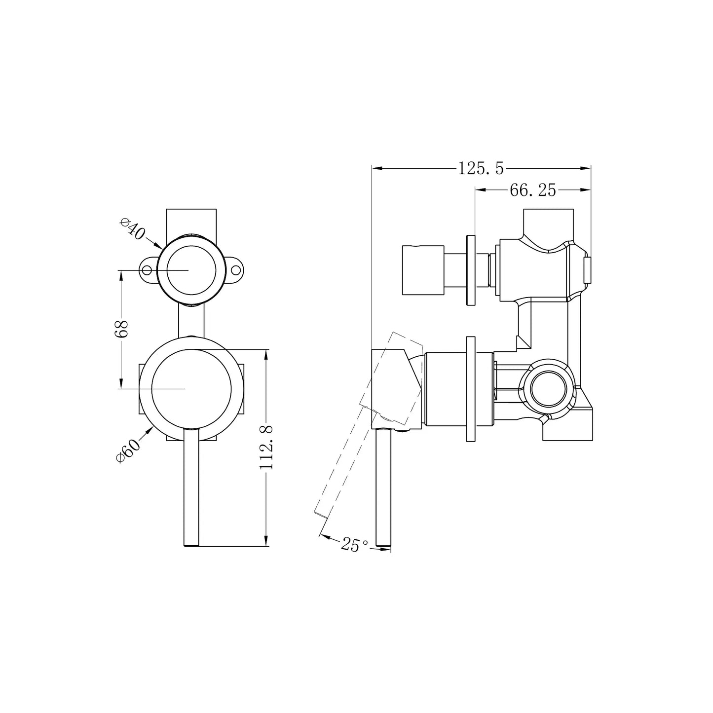 DOLCE SHOWER MIXER WITH DIVERTOR SEPARATE BACK PLATE TRIM KITS ONLY GUN METAL
