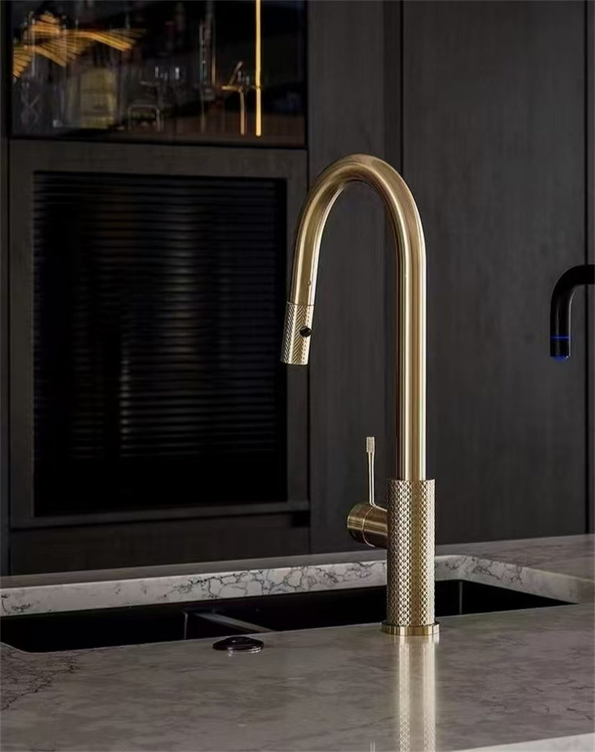 OPAL PULL OUT SINK MIXER WITH VEGIE SPRAY FUNCTION BRUSHED GOLD