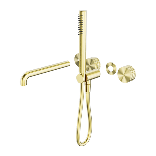 OPAL PROGRESSIVE SHOWER SYSTEM SEPARATE PLATE WITH SPOUT 230/250MM TRIM KITS ONLY BRUSHED GOLD