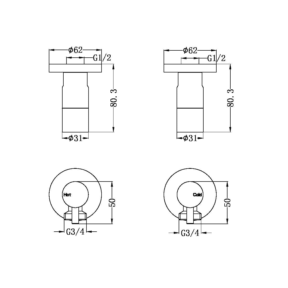 WASHING MACHINE TAP SET GUN METAL