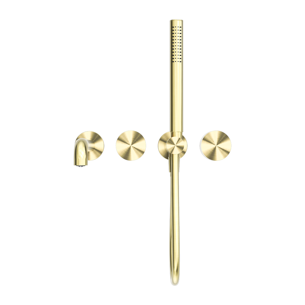 Kara Progressive Shower System Separate Plate With Spout 230/250MM Brushed Gold — Gold & Brass