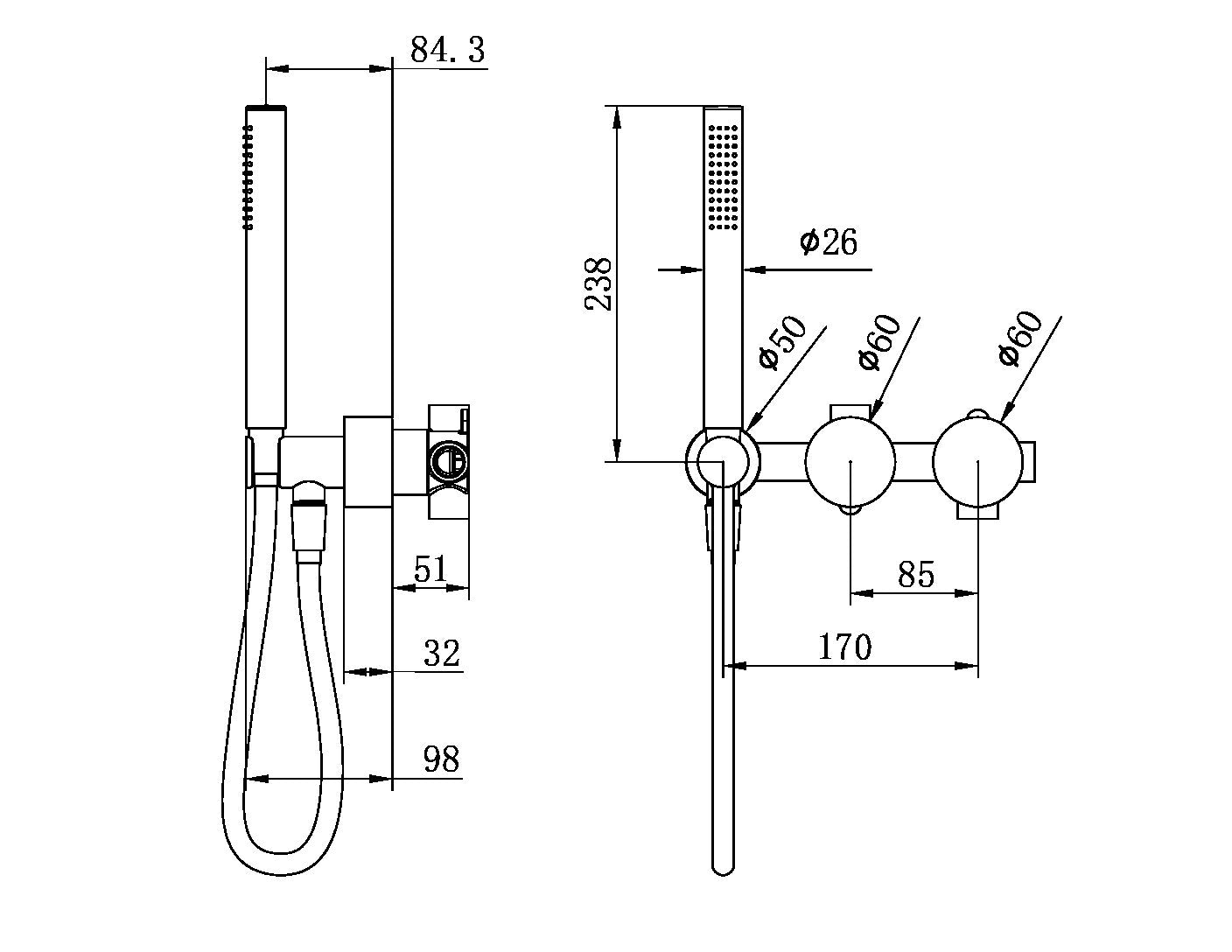 KARA PROGRESSIVE SHOWER SYSTEM SEPARATE PLATE GUN METAL