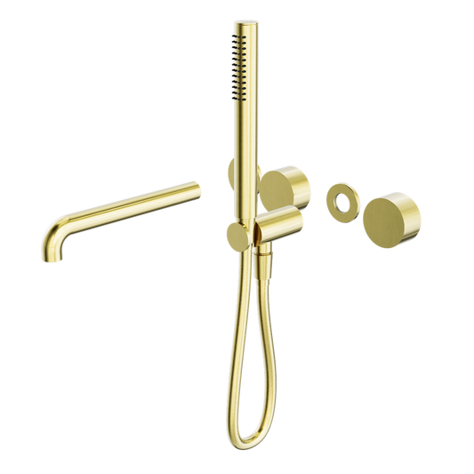 KARA PROGRESSIVE SHOWER SYSTEM SEPARATE PLATE WITH SPOUT 230/250MM TRIM KITS ONLY BRUSHED GOLD