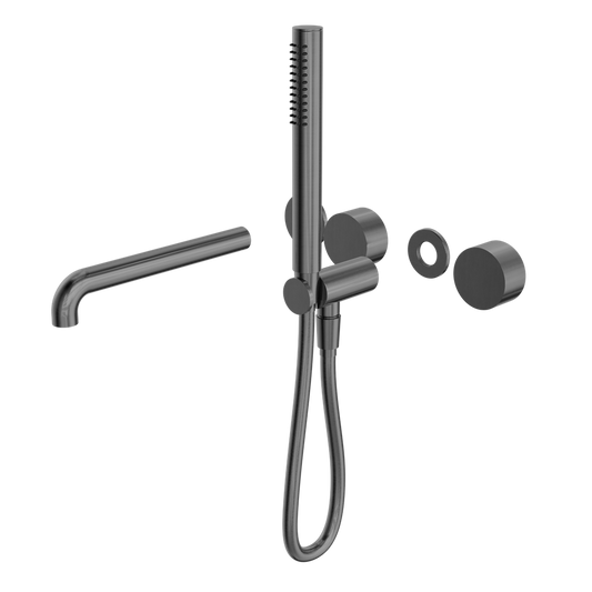 KARA PROGRESSIVE SHOWER SYSTEM SEPARATE PLATE WITH SPOUT 230/250MM TRIM KITS ONLY GUN METAL