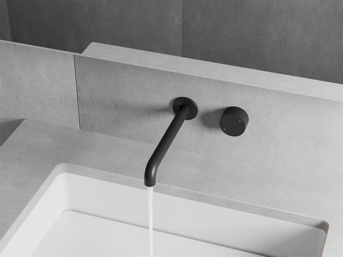 KARA PROGRESSIVE WALL BASIN/BATH SET 120/160/185/230/260MM MATTE BLACK