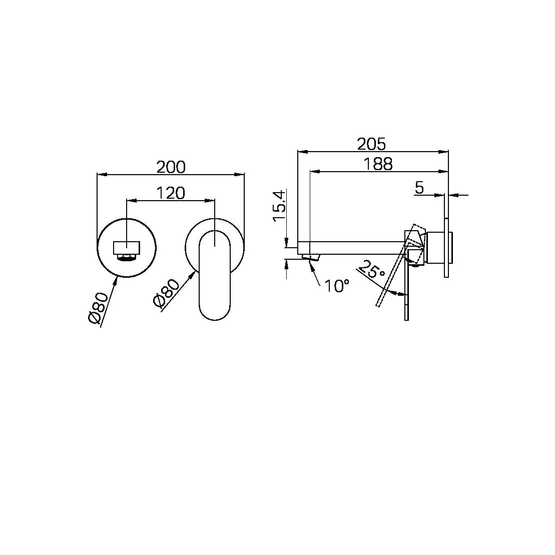 ECCO WALL BASIN/BATH MIXER SEPARATE BACK PLATE TRIM KITS ONLY MATTE BLACK