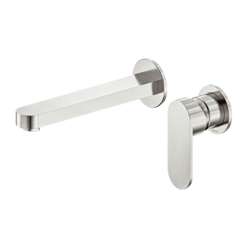 ECCO WALL BASIN/BATH MIXER SEPARATE BACK PLATE 60MM BRUSHED NICKEL