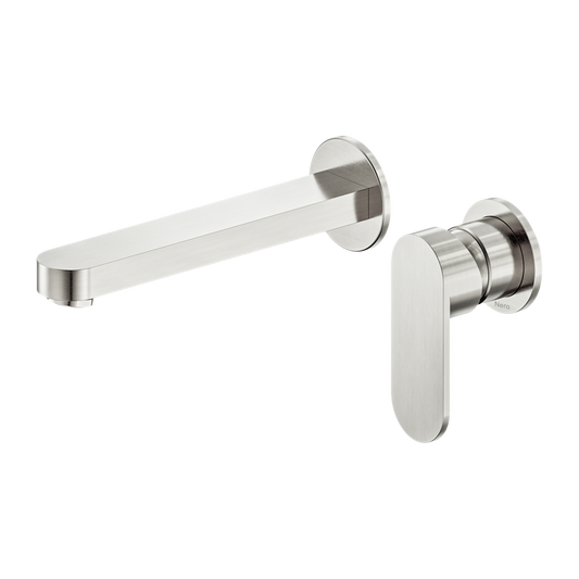 ECCO WALL BASIN/BATH MIXER SEPARATE BACK PLATE 60MM BRUSHED NICKEL
