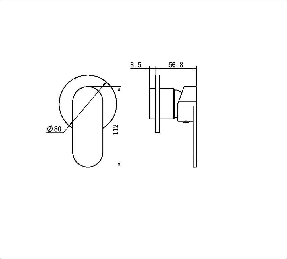Ecco Shower Mixer 80MM Round Plate Brushed Nickel