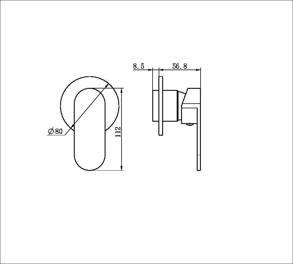 ECCO SHOWER MIXER 80MM ROUND PLATE MATTE BLACK