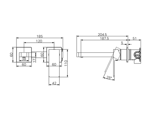 CELIA WALL BASIN/BATH MIXER SEPARATE BACK PLATE BRUSHED NICKEL