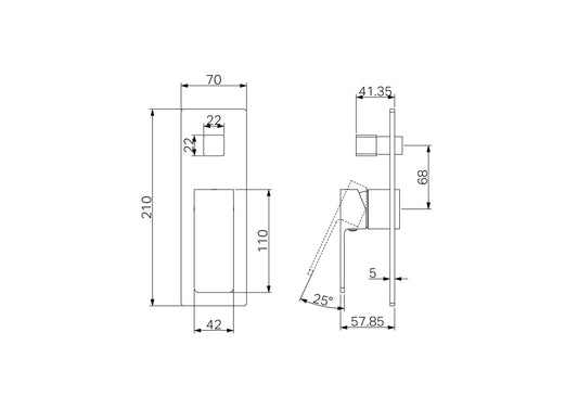 Celia Shower Mixer With Diverter Trim Kits Only - Matte Black