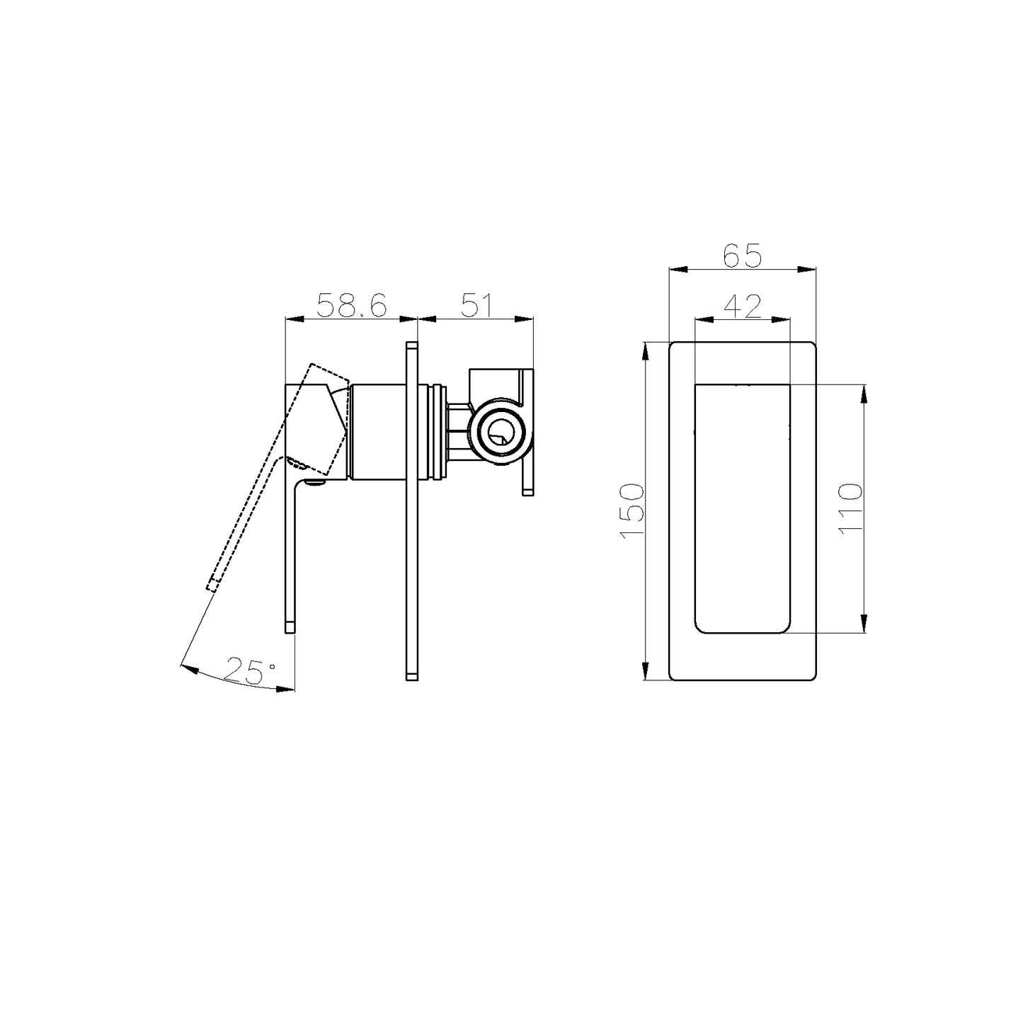 CELIA SHOWER MIXER RECTANGULAR BACKPLATE CHROME