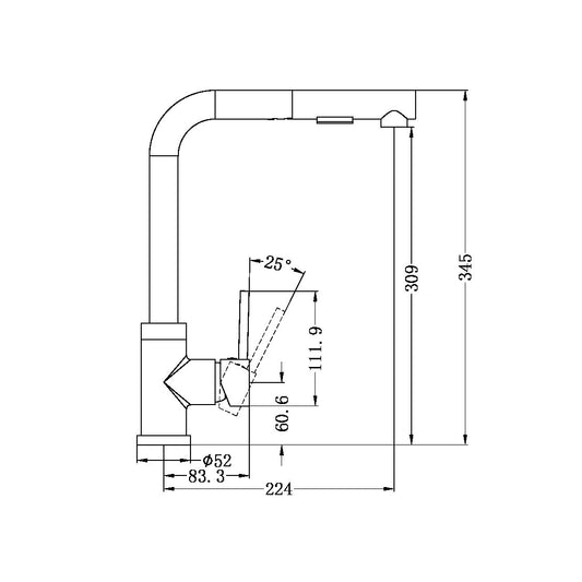 PULL OUT SINK MIXER WITH VEGIE SPRAY FUNCTION CHROME