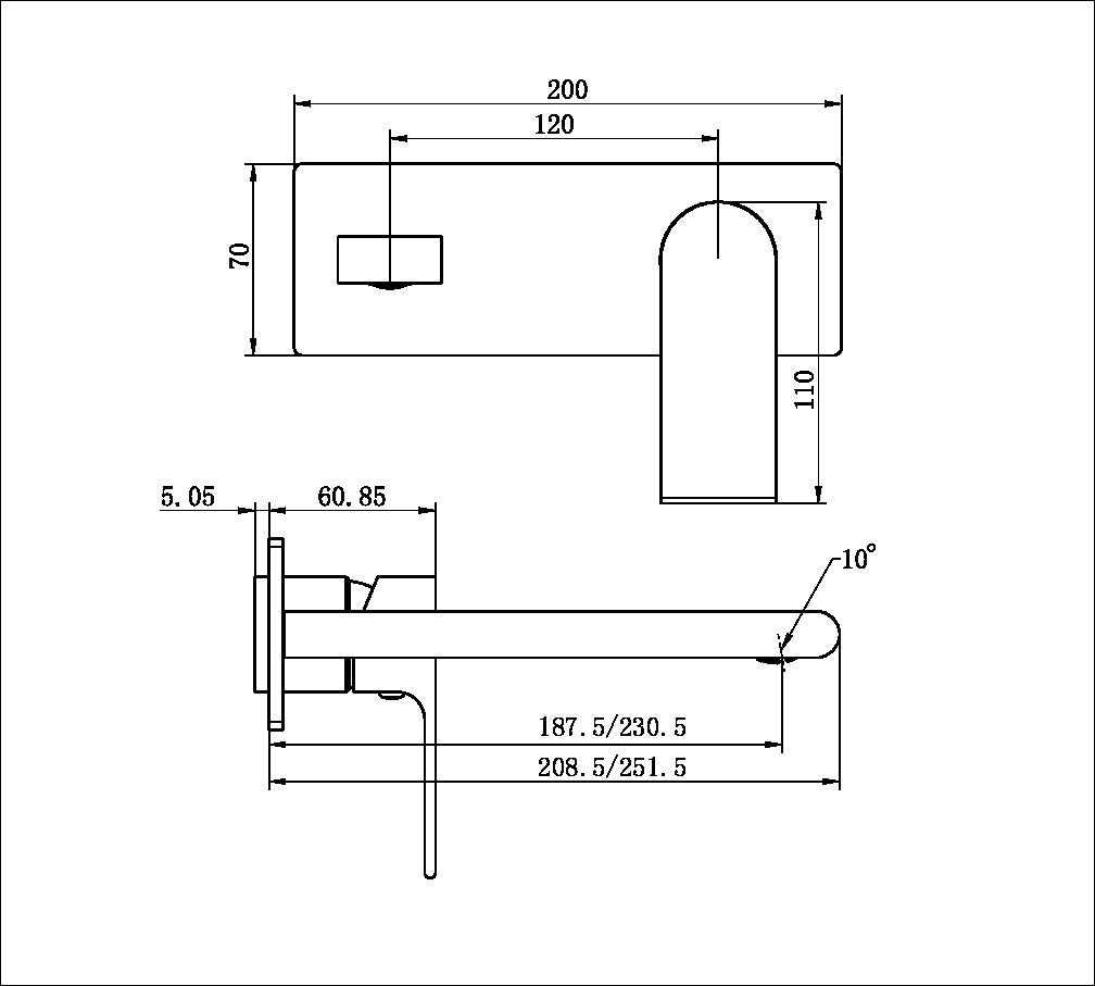 BIANCA WALL BASIN/BATH MIXER 187/230MM TRIM KITS ONLY BRUSHED BRONZE