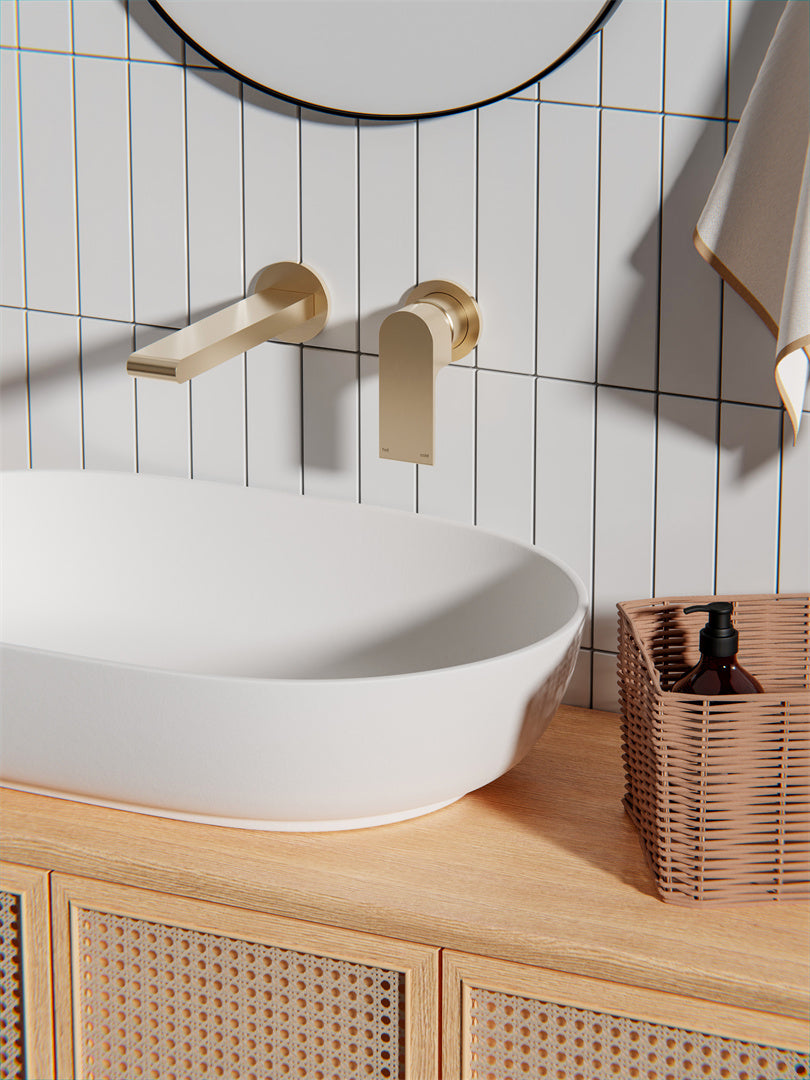 BIANCA WALL BASIN/BATH MIXER SEPARATE BACK PLATE 187/230MM BRUSHED GOLD