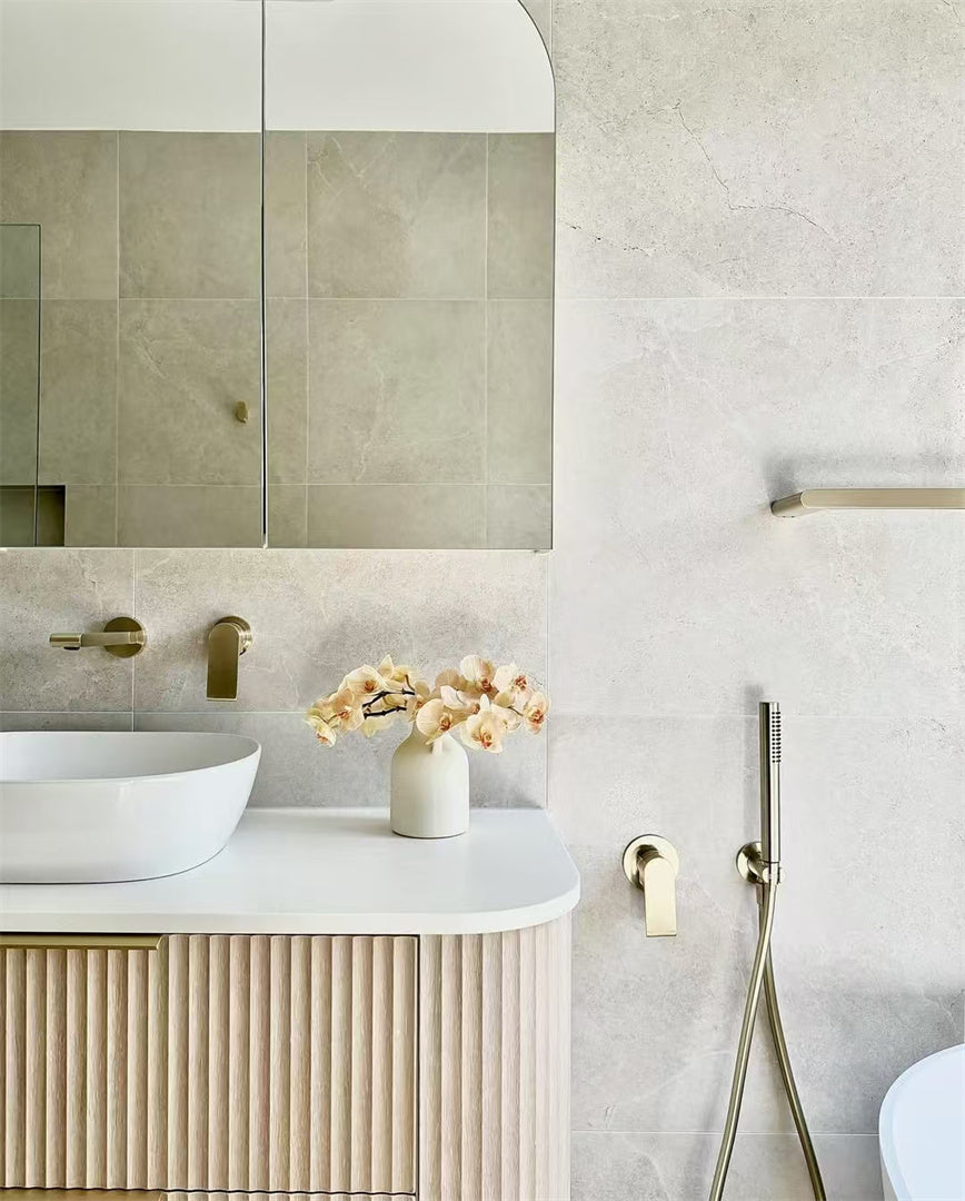 BIANCA WALL BASIN/BATH MIXER SEPARATE BACK PLATE 187/230MM BRUSHED GOLD