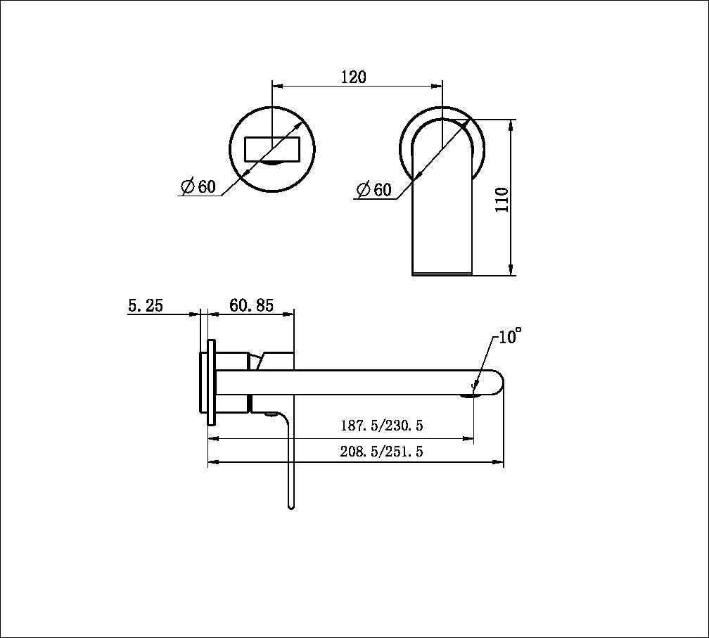 BIANCA WALL BASIN/BATH MIXER SEPARATE BACK PLATE 187/230MM TRIM KITS ONLY BRUSHED NICKEL