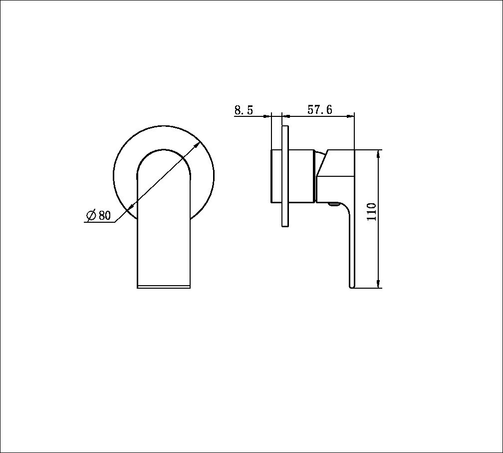 BIANCA SHOWER MIXER 80MM PLATE TRIM KITS ONLY BRUSHED GOLD