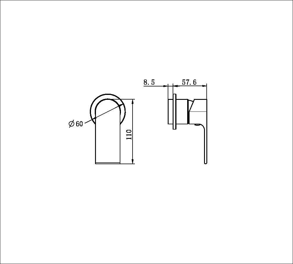 BIANCA SHOWER MIXER 60MM PLATE TRIM KITS ONLY MATTE BLACK