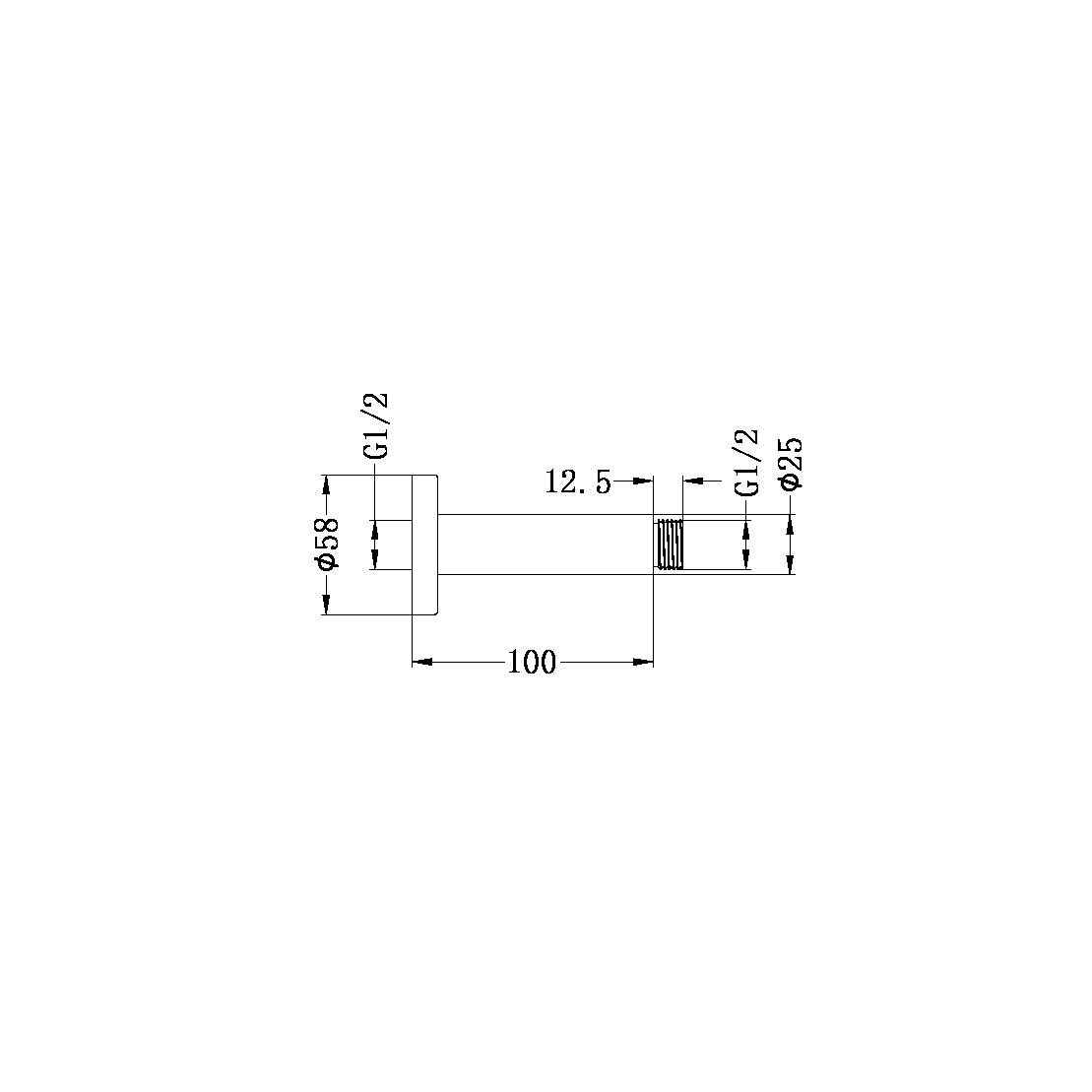 ROUND CEILING ARM 100MM LENGTH BRUSHED BRONZE