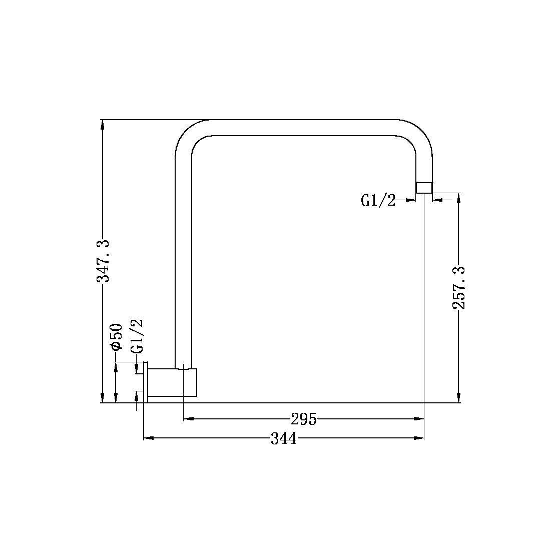 ROUND SWIVEL SHOWER ARM CHROME (NR506CH) MATTE BLACK