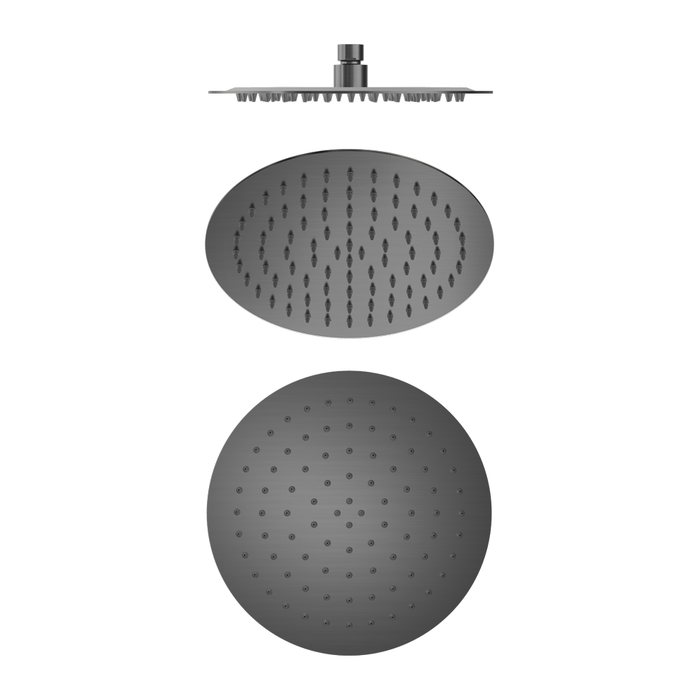 250MM ROUND STAINLESS STEEL SHOWER HEAD 4 STAR RATING GUN METAL