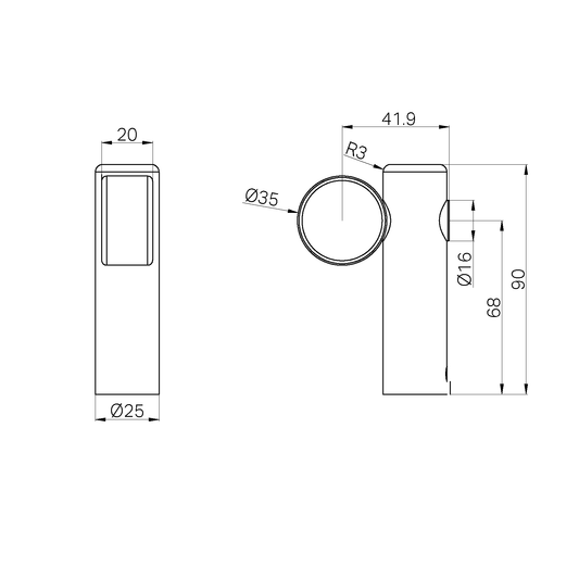MECCA CARE MAKE YOUR OWN 32MM HAND RAIL UNDERMOUNT MID BRACKET BRUSHED NICKEL