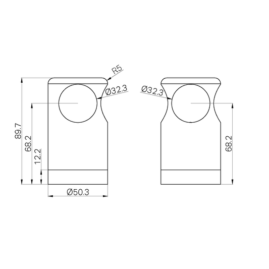 MECCA CARE MAKE YOUR OWN 32MM GRAB RAIL T BAR BRACKET CHROME
