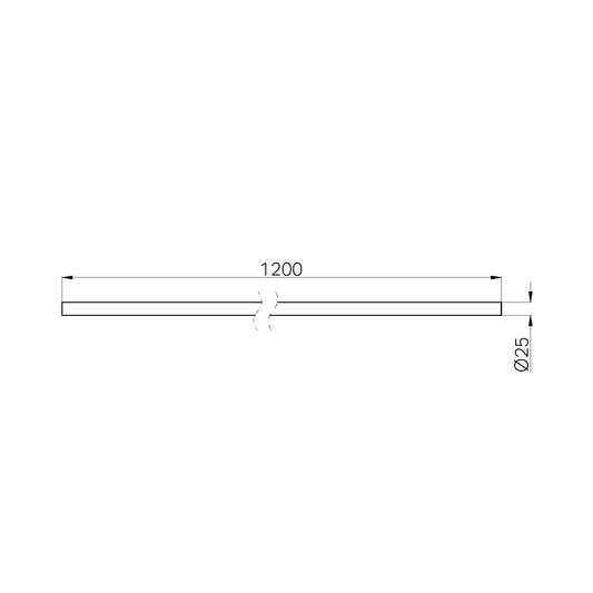 MECCA CARE MAKE YOUR OWN 25MM GRAB RAIL 25MM DIAMETER RAIL 1200MM MATTE BLACK