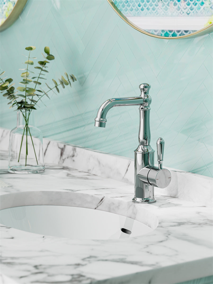 YORK BASIN MIXER WITH METAL LEVER CHROME
