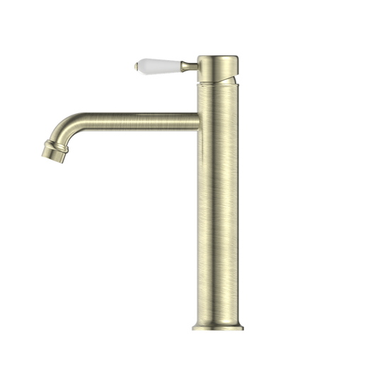 YORK STRAIGHT TALL BASIN MIXER WITH AGED BRASS