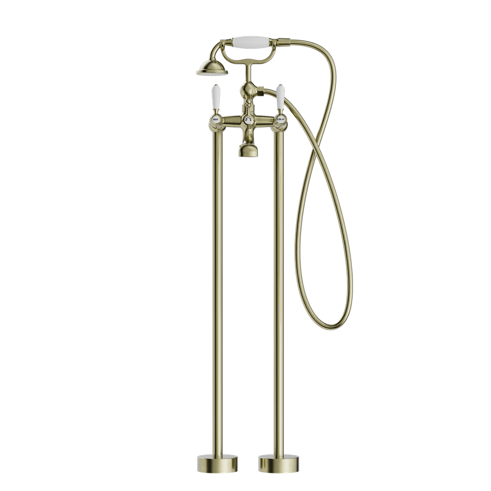 YORK FREESTANDING BATH SET WITH AGED BRASS