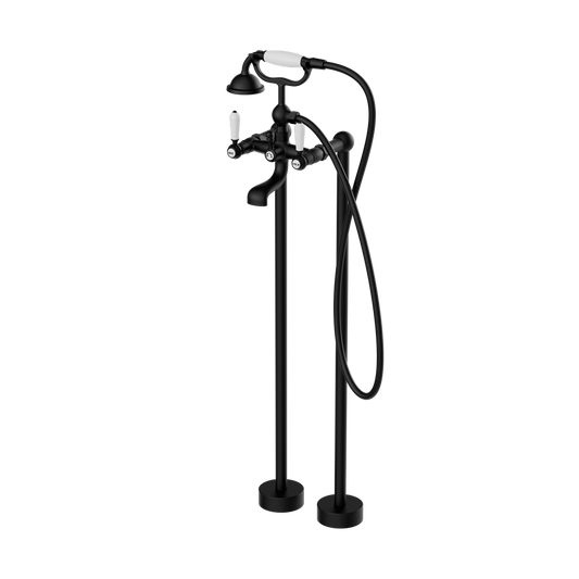 YORK FREESTANDING BATH SET WITH MATTE BLACK