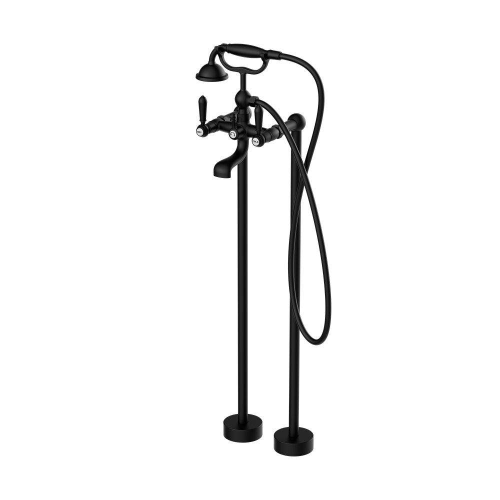 YORK FREESTANDING BATH SET WITH METAL HAND SHOWER MATTE BLACK