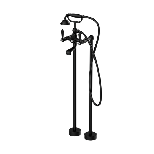 YORK FREESTANDING BATH SET WITH METAL HAND SHOWER MATTE BLACK