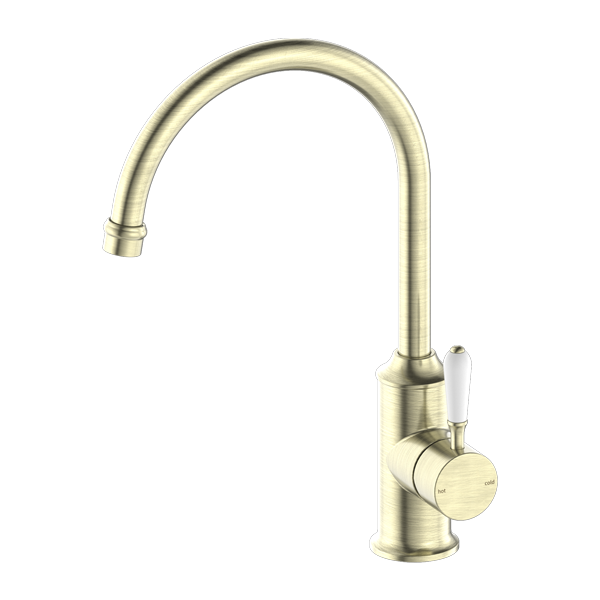 YORK KITCHEN MIXER GOOSENECK SPOUT WITH AGED BRASS