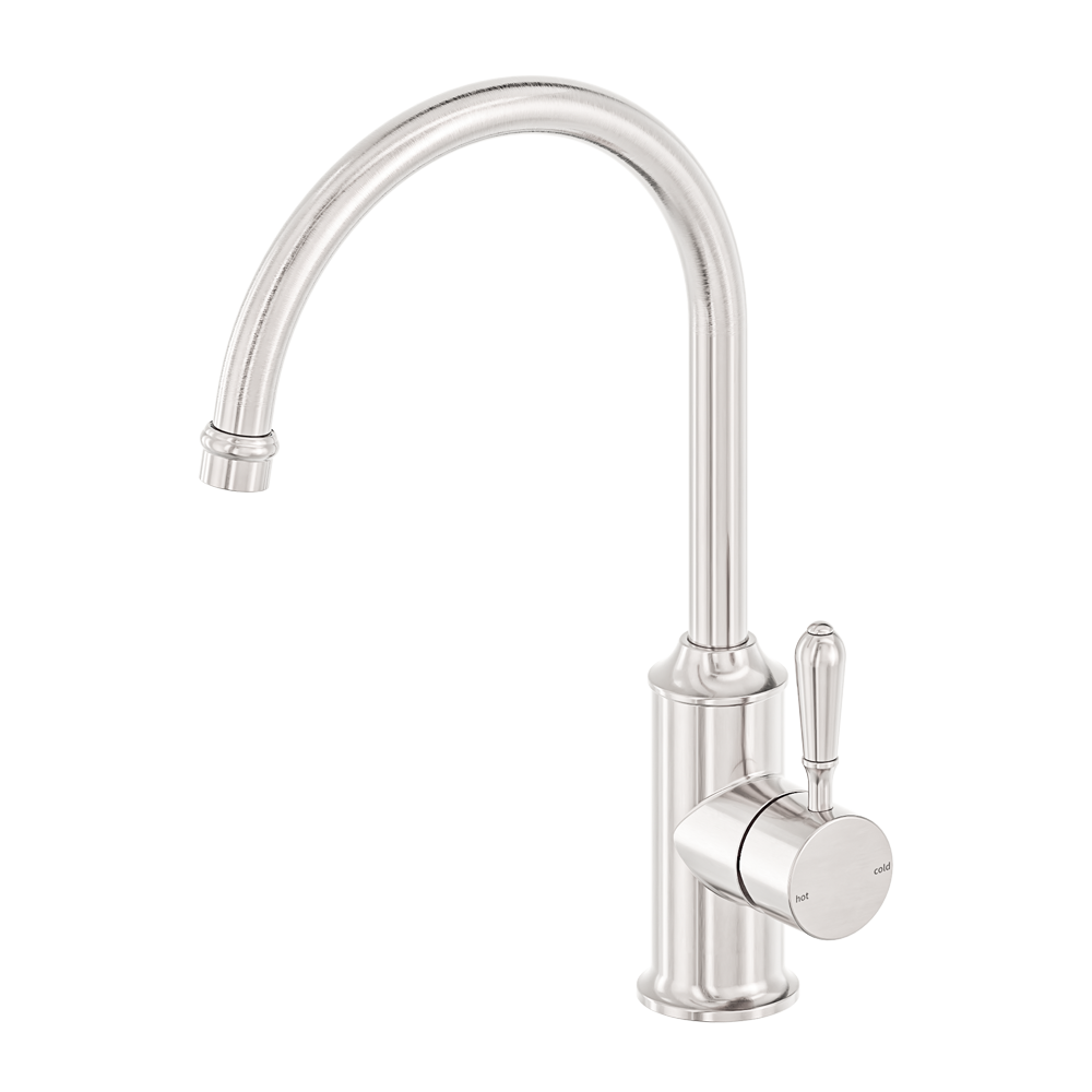 YORK KITCHEN MIXER GOOSENECK SPOUT WITH METAL LEVER BRUSHED NICKEL
