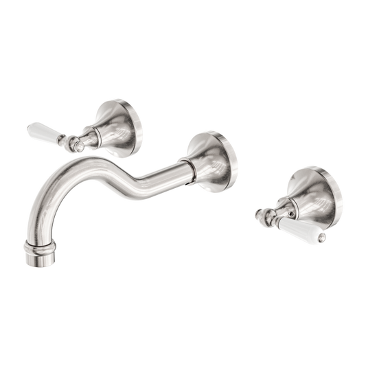 YORK WALL BASIN SET WITH BRUSHED NICKEL